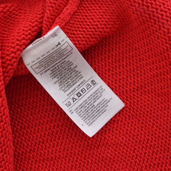 Adidas Red 100% Cotton Knit Big Trefoil Logo Mockneck Short Sleeve Sweater S - Picture 9 of 15